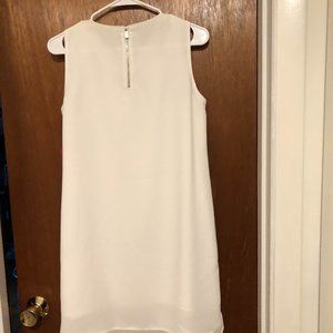 Vince Camuto elegant white shift with crepe underdress